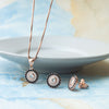Black Halo Evil Eye Rose Gold Plated Sterling Silver Pendant Set