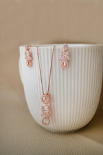 Deco Bling Rose Gold Plated Sterling Silver Pendant Set