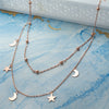 Stars & Moon Charms Rose Gold Plated Sterling Silver Chain Necklace
