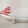 Hexagon Solitaire Bling Rose Gold Plated Sterling Silver Chain Necklace