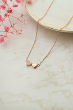 You & Me Heart Rose Gold Plated Sterling Silver Chain Necklace