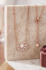 Victorian Pearl Rose Gold Plated Sterling Silver Chain Necklace