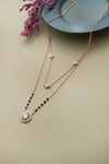 Sparkling Solitaire Multilayer Rose Gold Plated Sterling Silver Mangalsutra Necklace Set