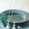 Stylish Pearly Cluster Sterling Silver Necklace Set