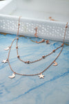 Stars & Moon Charms Rose Gold Plated Sterling Silver Necklace Set