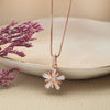 Star Burst Flower Rose Gold Plated Sterling Silver Pendant