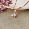 Half Flower Rose Gold Plated Sparkle Sterling Silver Pendant