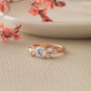 Ornate Solitaire Rose Gold Plated Sterling Silver Adjustable Ring