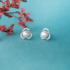 Pearl Enclosed Flower Sterling Silver Stud Earrings