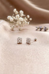 Sparkly Square Sterling Silver Second Stud Earrings