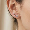 Modern Three Stone Sterling Silver Second Stud Earrings