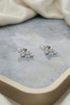 Modern Three Stone Sterling Silver Second Stud Earrings