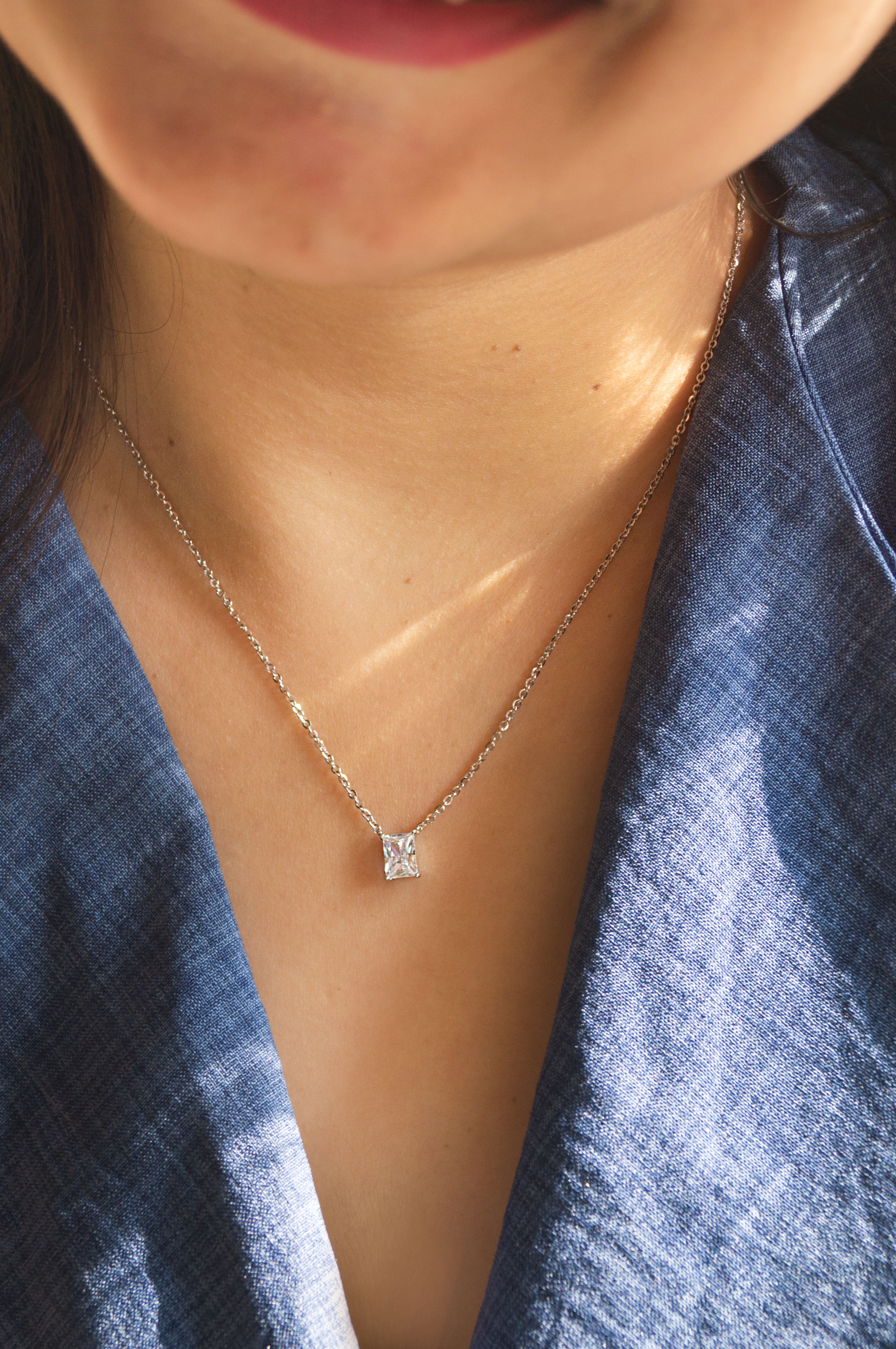 Silver Chain Necklace Silver Rectangle Pendant Necklace Silpada