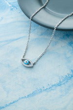 Desirable Evil Eye Hand-Painted Rose Gold Plated Sterling Silver Chain Necklace