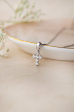 Minimal Shimmer Sterling Silver Cross Pendant With Chain