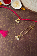 Divine Ganesha Gold Plated Sterling Silver Rakhi With Lumba Combo