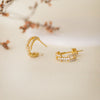 Interlinked Trendy Gold Plated Sterling Silver French Hoop Earrings