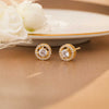 Glorious Halo Solitaire Gold Plated Sterling Silver Stud Earrings
