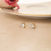 Lovable Heart Solitaire Gold Plated Sterling Silver Stud Earrings