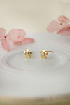 Cute Little Flower Rose Gold Plated Sterling Silver Stud Earrings