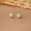 Solitaire Halo Bling Gold Plated Sterling Silver Stud Earrings