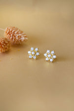 Floral Nakshatra Gold Plated Sterling Silver Stud Earrings