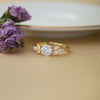 Ornate Solitaire Gold Plated Sterling Silver Adjustable Ring