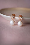 Pearl Blush Drop Rose Gold Plated Earrings - Mannash