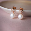 Pearl Blush Drop Rose Gold Plated Sterling Silver Earrings