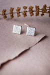 Textured Square Stud Earrings - Mannash