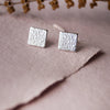 Textured Square Sterling Silver Stud Earrings