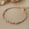 2 Layer Station Beads Rose Gold Plated Sterling Silver Chain Bracelet