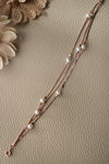 3 Layer Station Pearl Rose Gold Plated Sterling Silver Chain Bracelet
