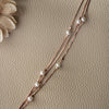 3 Layer Station Pearl Rose Gold Plated Sterling Silver Chain Bracelet