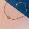 Evil Eye Round Hand-Painted Delicate Rose Gold Plated Sterling Silver Chain Bracelet