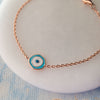 Unconventional Evil Eye Rose Gold Plated Sterling Silver Chain Bracelet