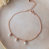 Dangling Pearls Rose Gold Plated Sterling Silver Chain Bracelet