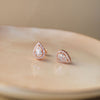 Trendy Dual Layered Solitaire Rose Gold Plated Sterling Silver Stud Earrings