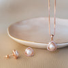 Triangular Pearl Rose Gold Plated Sterling Silver Pendant Set