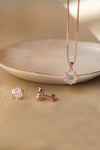 Invisibly Glam Solitaire Rose Gold Plated Sterling Silver Pendant Set