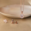 Invisibly Glam Solitaire Rose Gold Plated Sterling Silver Pendant Set