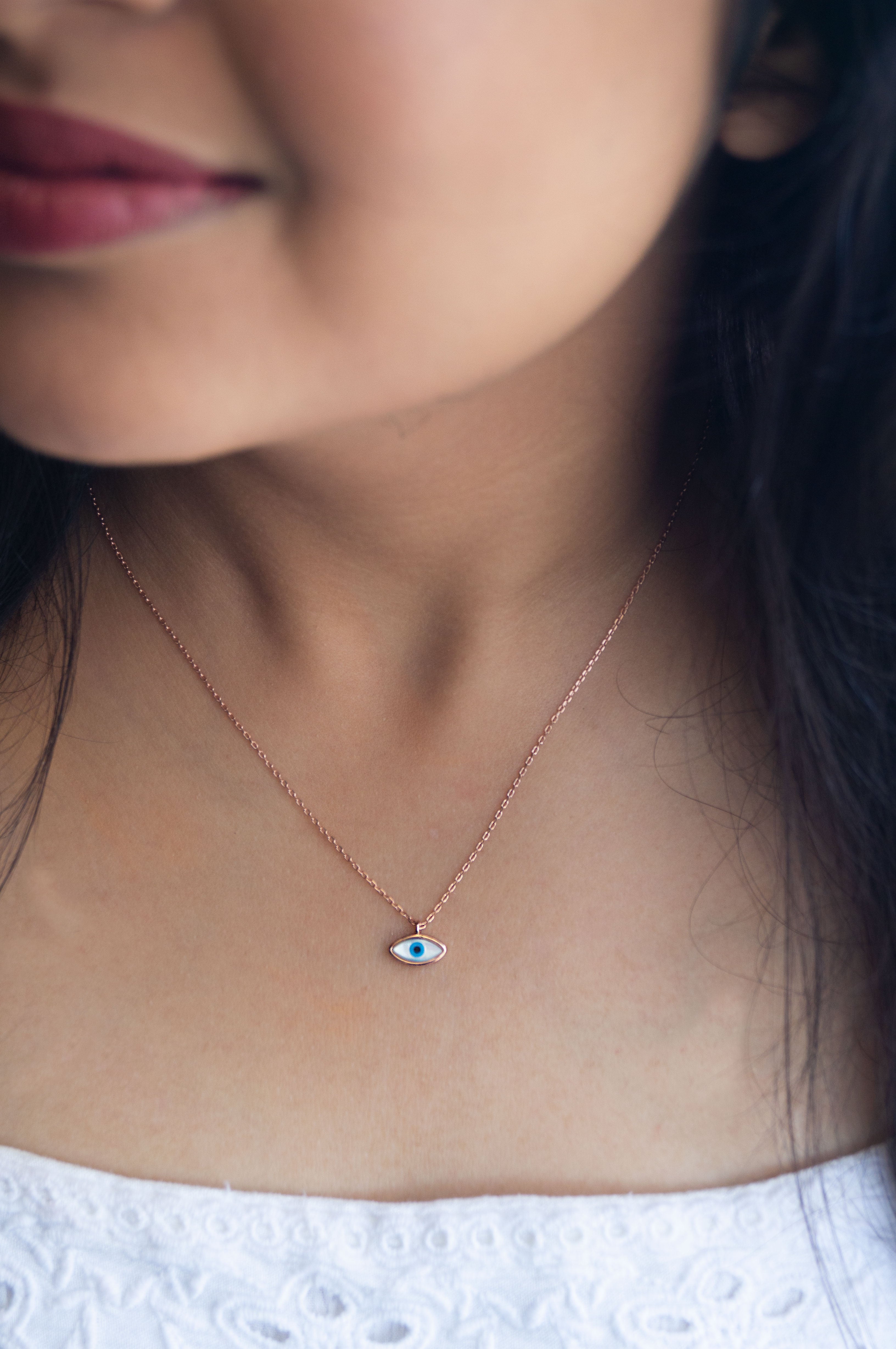 Evil eye discount necklace dainty