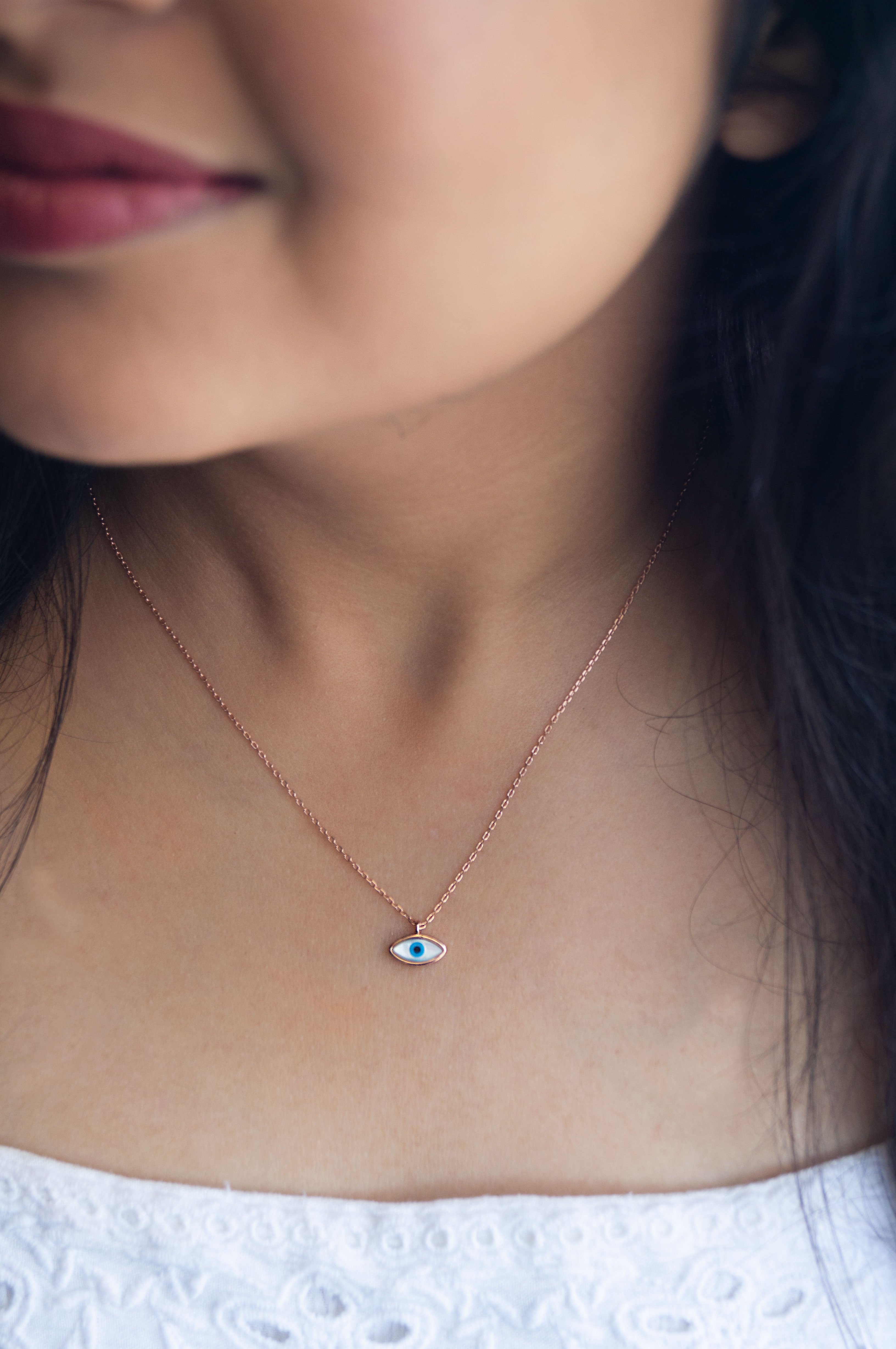 Silver Diamond Evil Eye Necklace – Peggy Li Creations