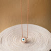 Halo Evil Eye Rose Gold Plated Sterling Silver Chain Necklace