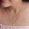 Trendy Dual Layered Solitaire Rose Gold Plated Sterling Silver Necklace Set