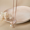 Pearly Leaflet Rose Gold Plated Sterling Silver Chain Necklace