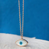 Evil Eye Eclectic Mother Of Pearl Rose Gold Plated Sterling Silver Chain Necklace