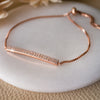 Dainty Sparkle Bar Rose Gold Plated Sterling Silver Pull Chain Bracelet