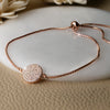 Enchanting Sparkly Disk Rose Gold Plated Sterling Silver Pull Chain Bracelet