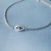 Evil Eye Hand-Painted Delicate Sterling Silver Chain Bracelet